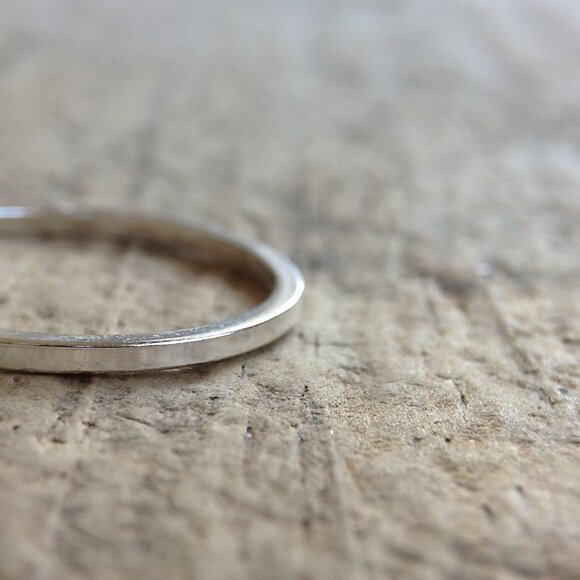 925 Sterling Silver Square Ring Handmade - Size 8 - Picture 3 of 4